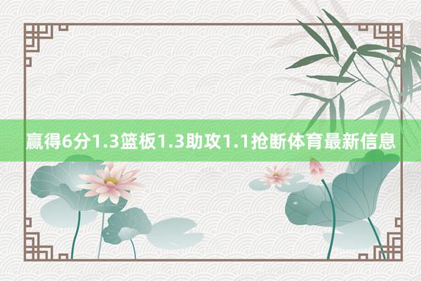 赢得6分1.3篮板1.3助攻1.1抢断体育最新信息